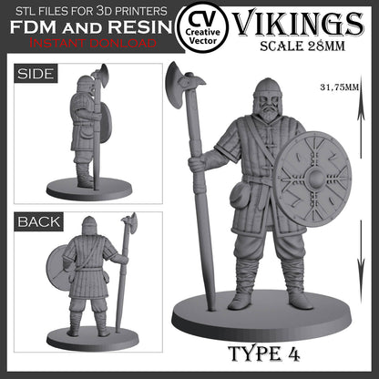 10 STL Files for 3D Printer VIKINGS in 28mm