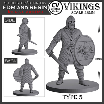 10 STL Files for 3D Printer VIKINGS in 28mm