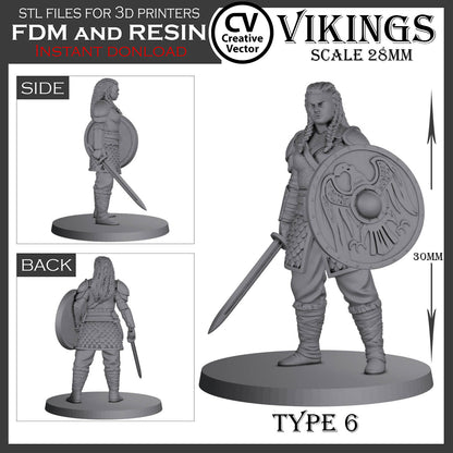 10 STL Files for 3D Printer VIKINGS in 28mm