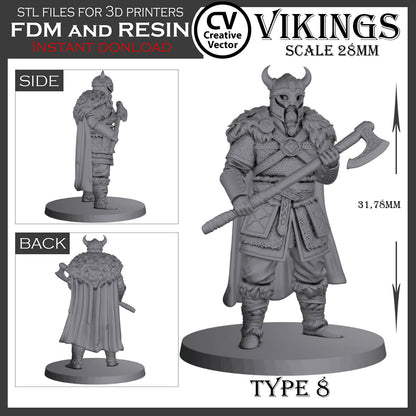 10 STL Files for 3D Printer VIKINGS in 28mm