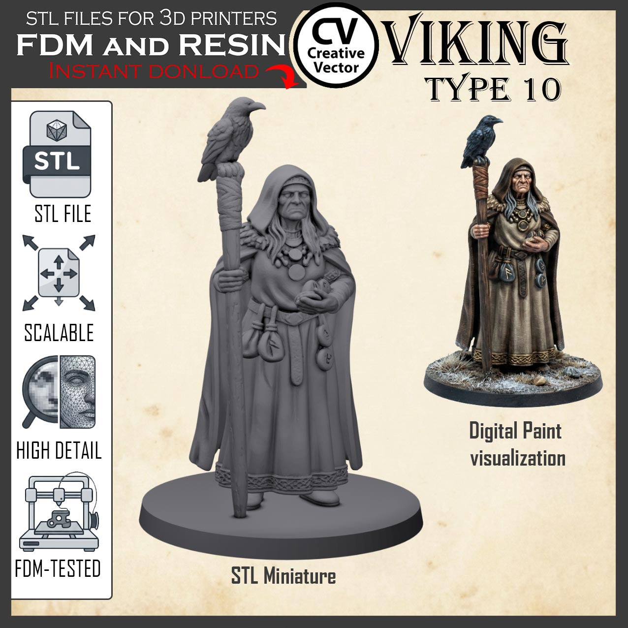 VIKING Type 10 STL File for 3D Print Miniature