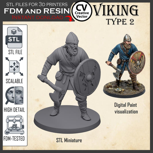 VIKING Type 2 STL File for 3D Print Miniature