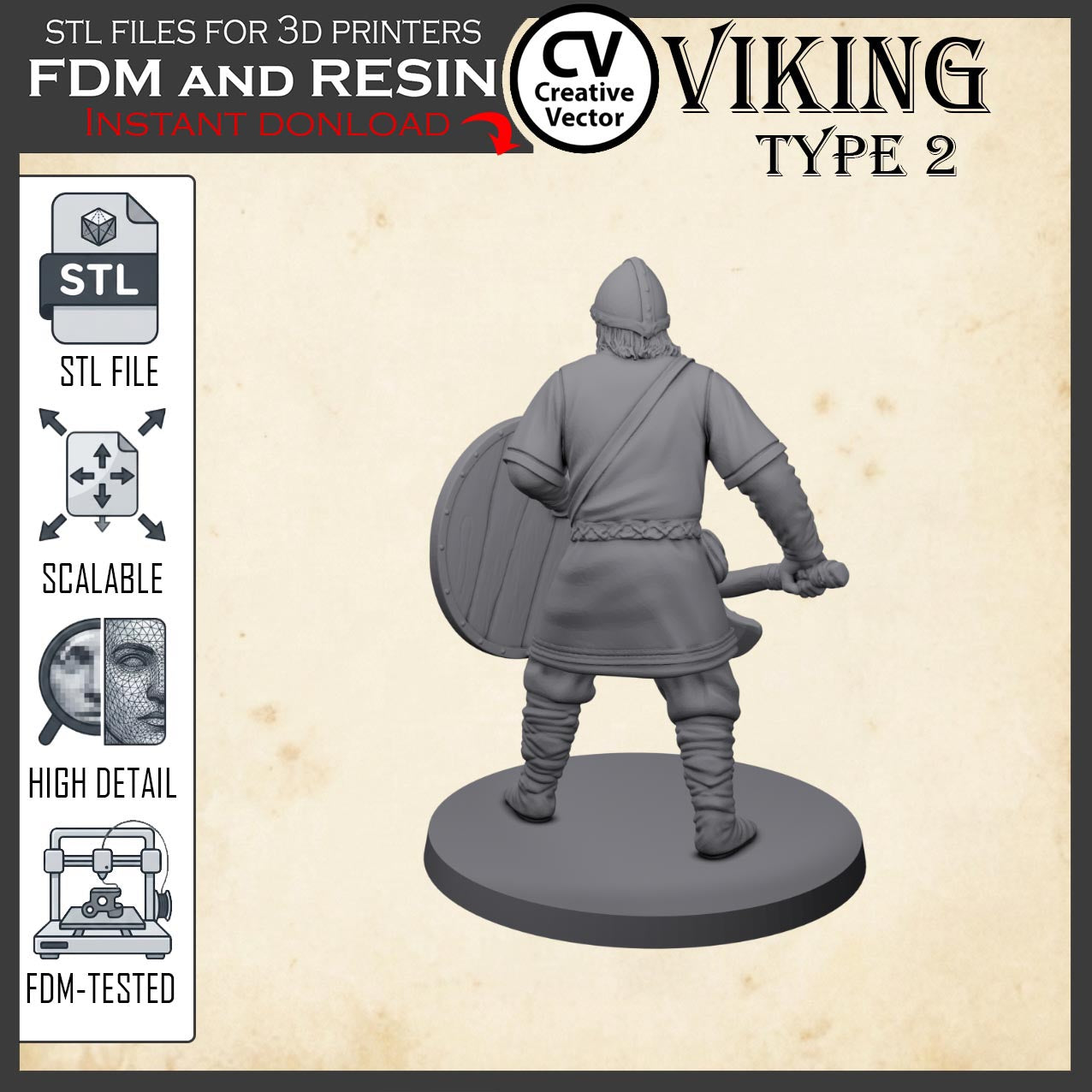 VIKING Type 2 STL File for 3D Print Miniature
