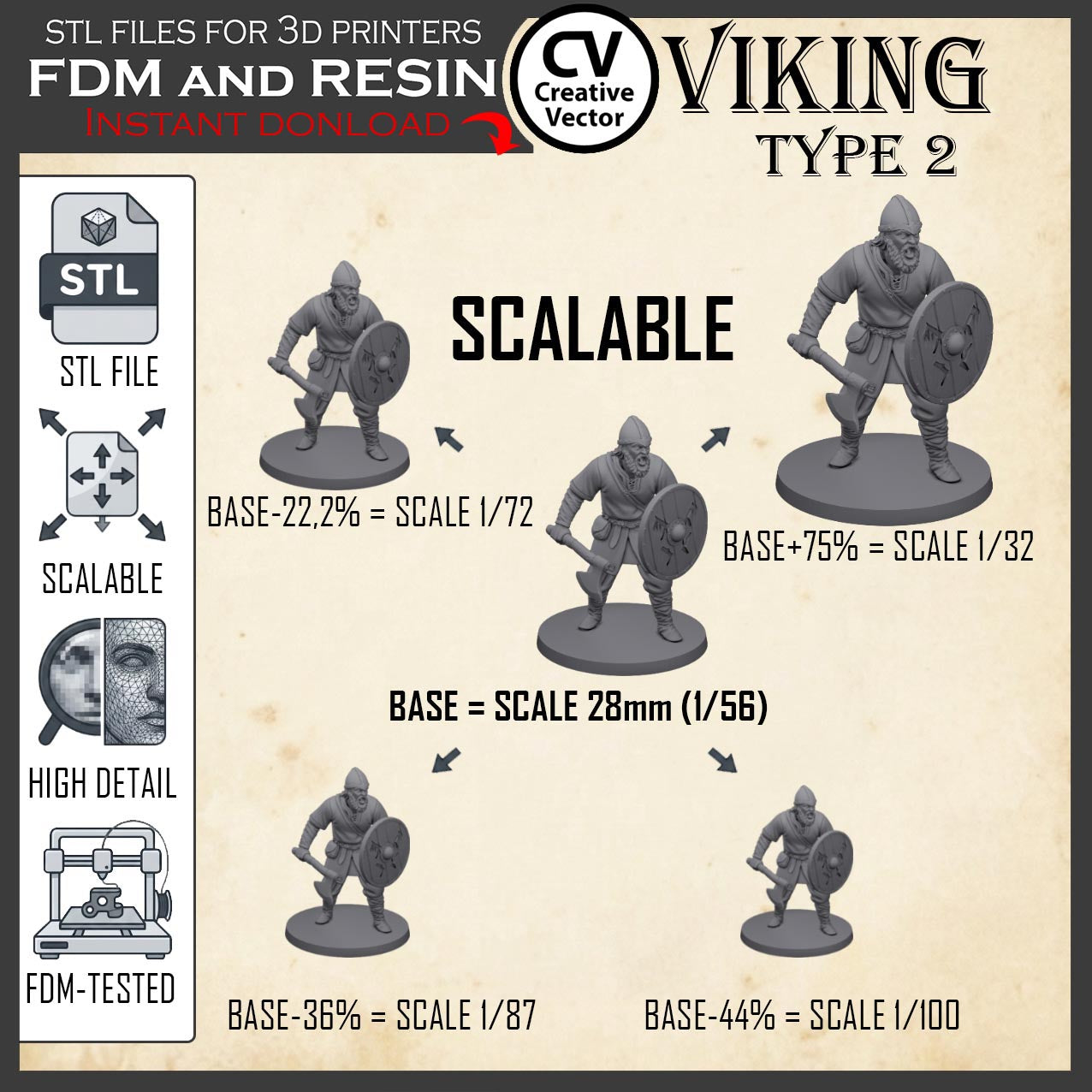 VIKING Type 2 STL File for 3D Print Miniature