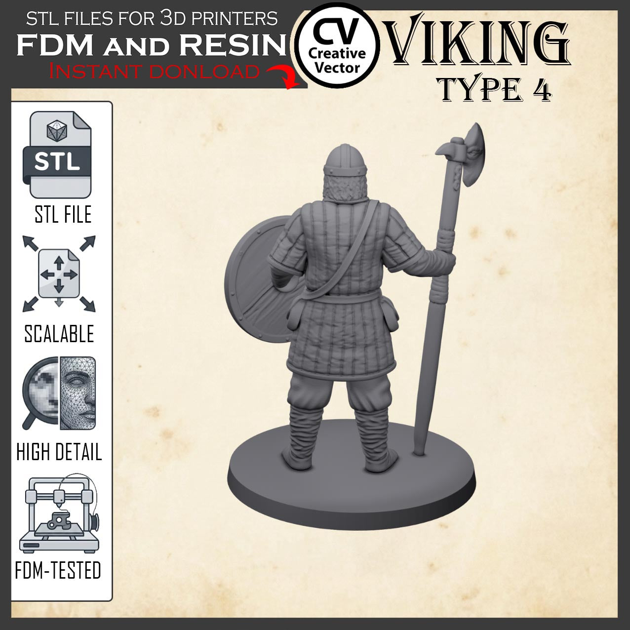 VIKING Type 4 STL File for 3D Print Miniature