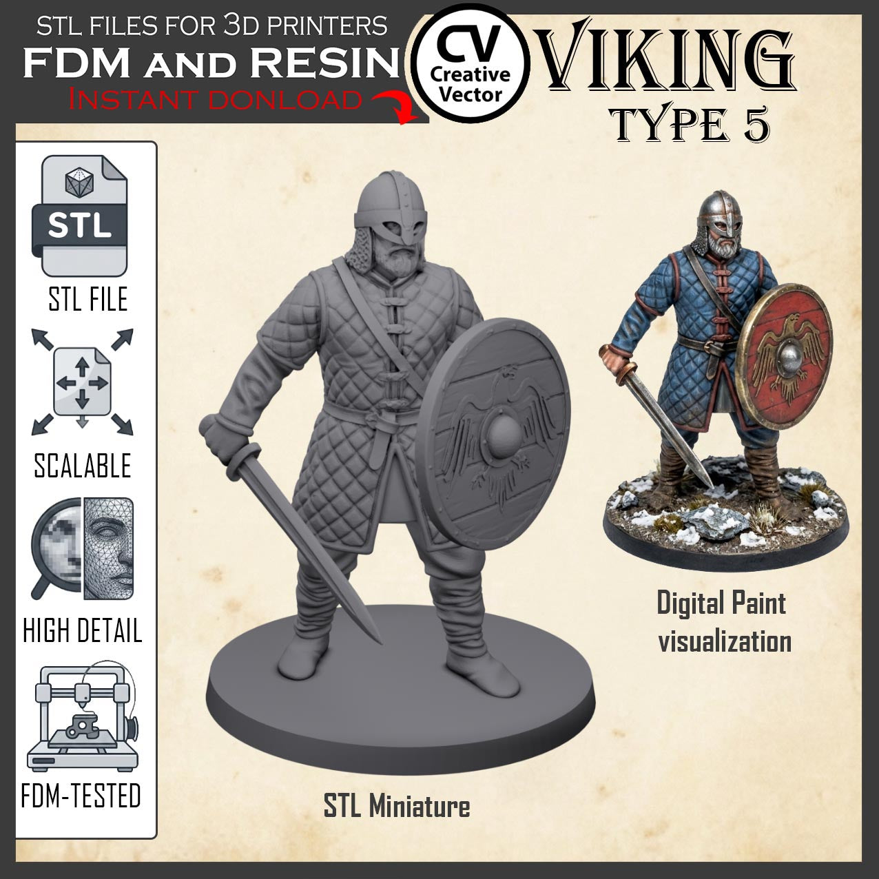 VIKING Type 5 STL File for 3D Print Miniature