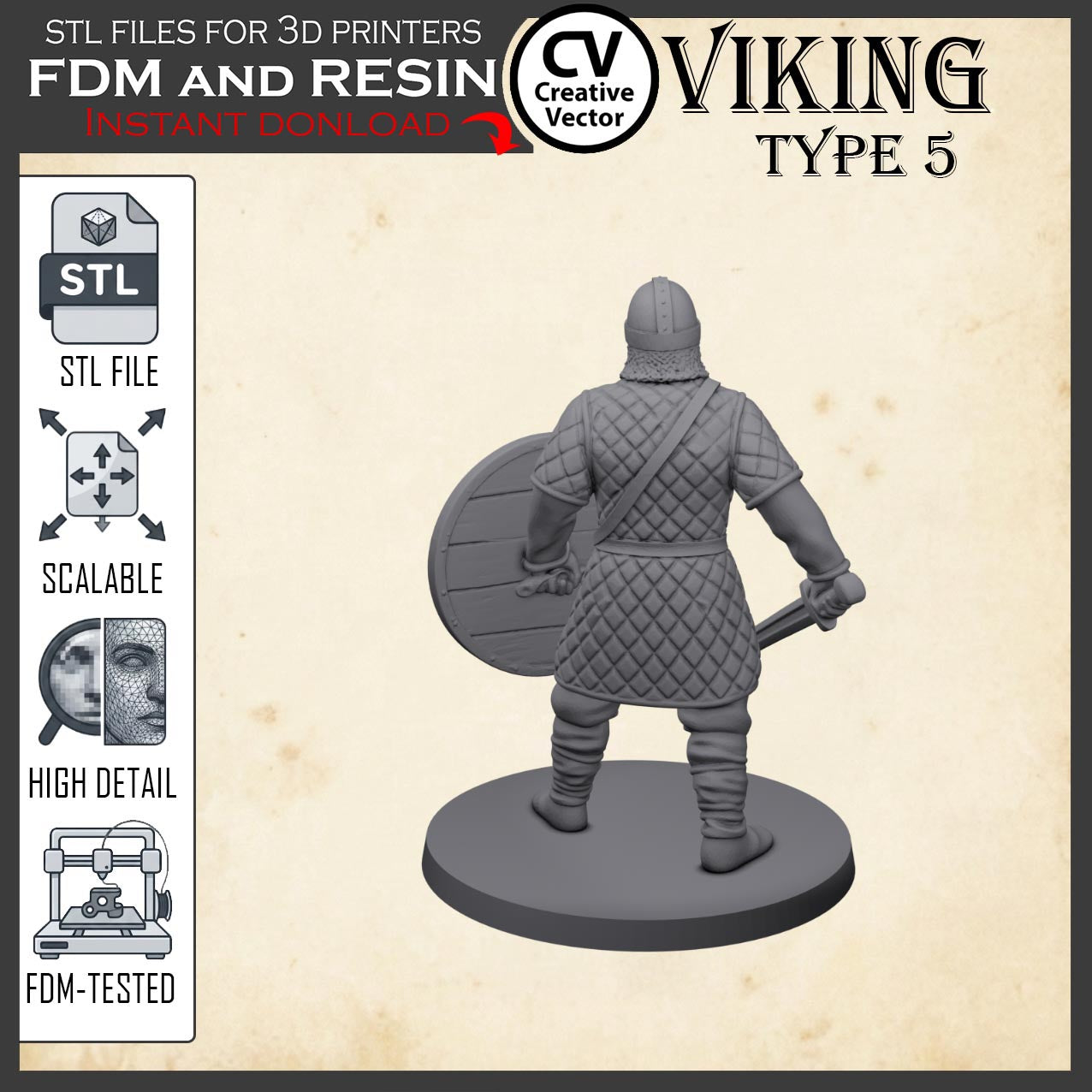 VIKING Type 5 STL File for 3D Print Miniature