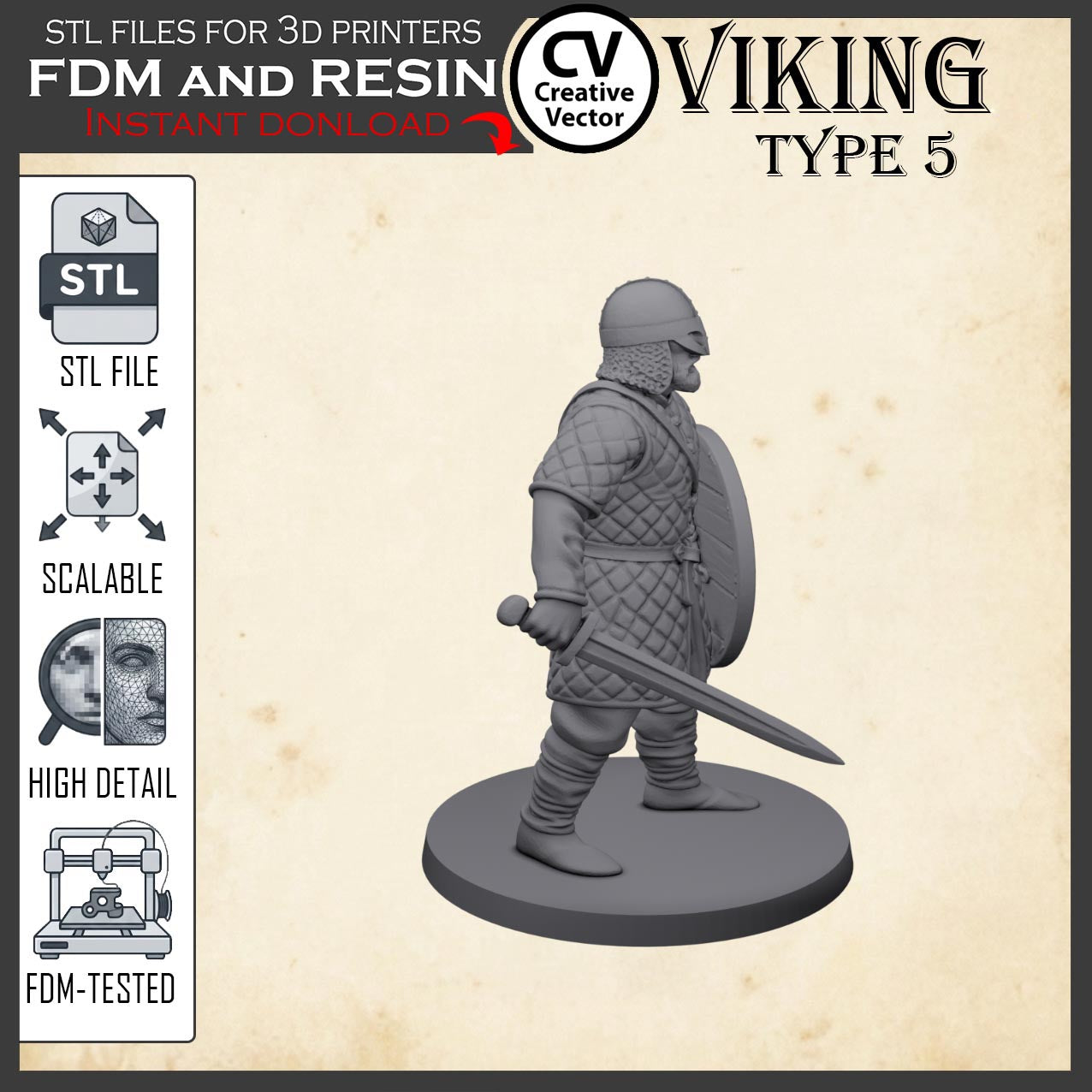 VIKING Type 5 STL File for 3D Print Miniature