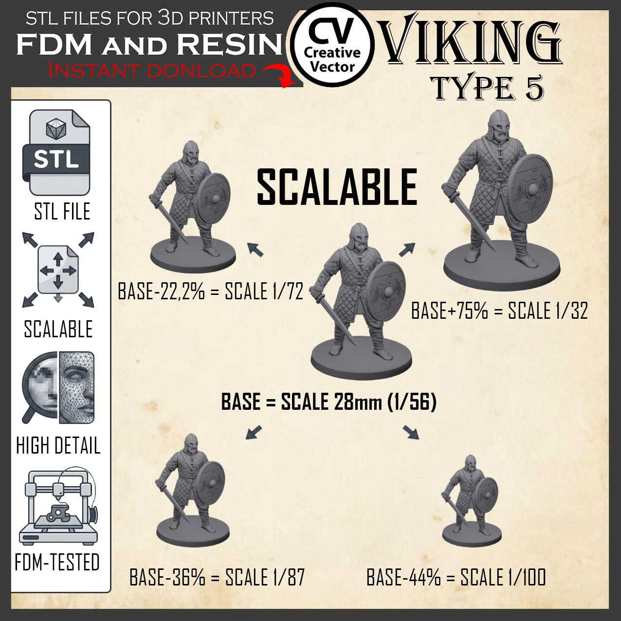 VIKING Type 5 STL File for 3D Print Miniature
