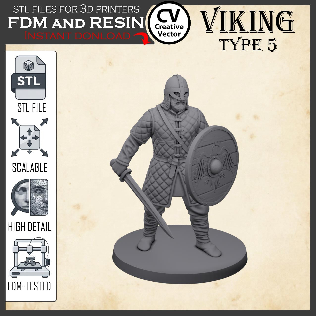 VIKING Type 5 STL File for 3D Print Miniature