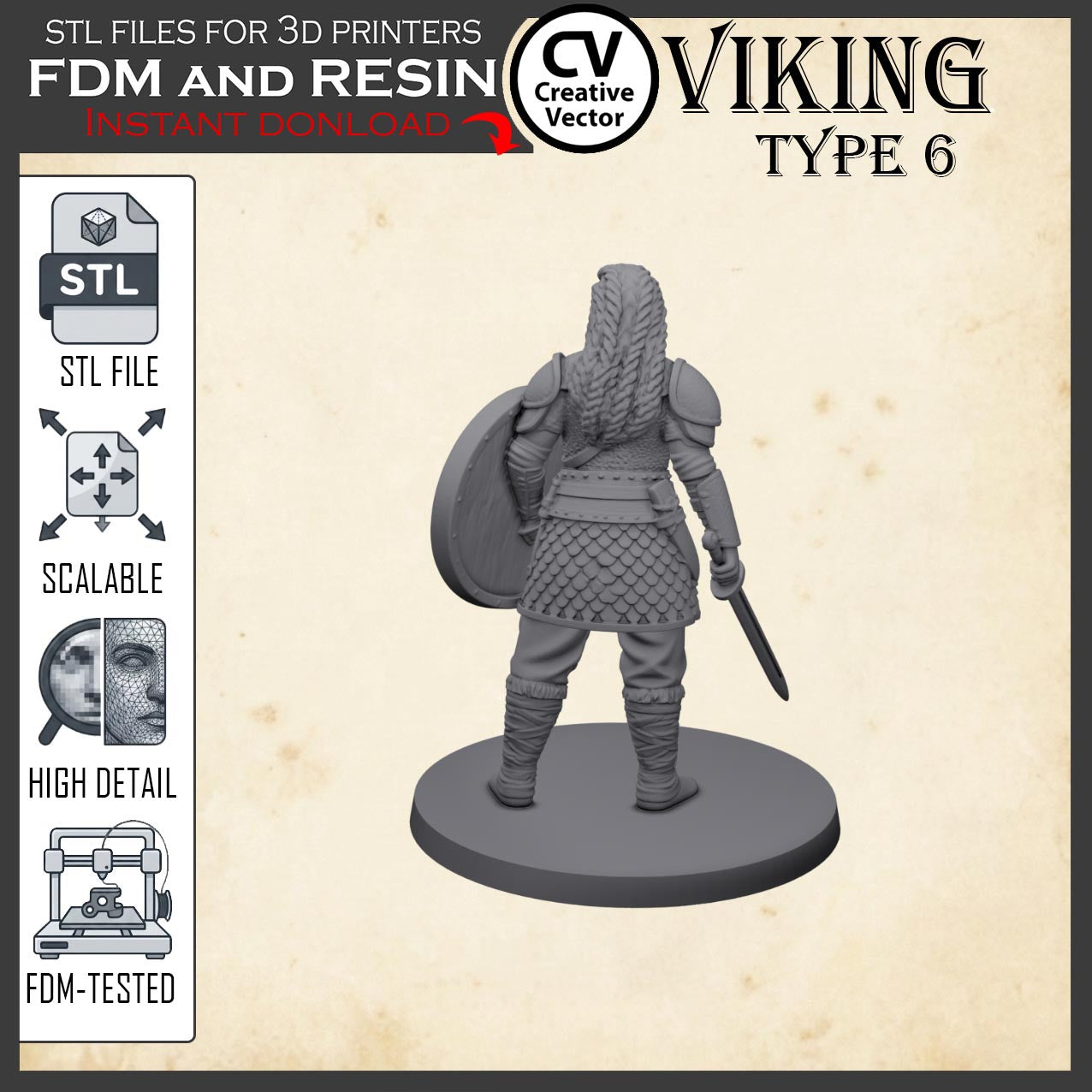 VIKING Type 6 STL File for 3D Print Miniature