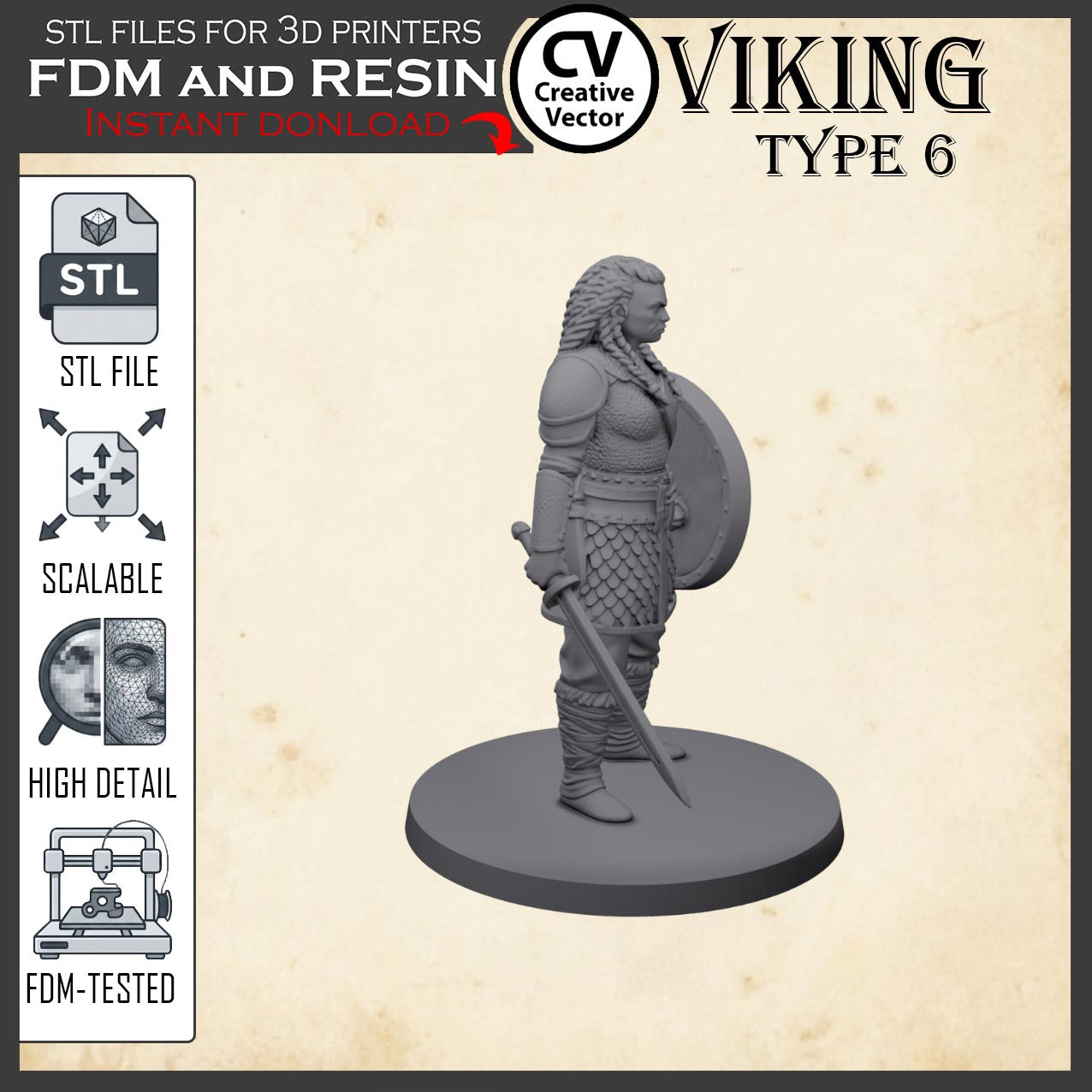 VIKING Type 6 STL File for 3D Print Miniature