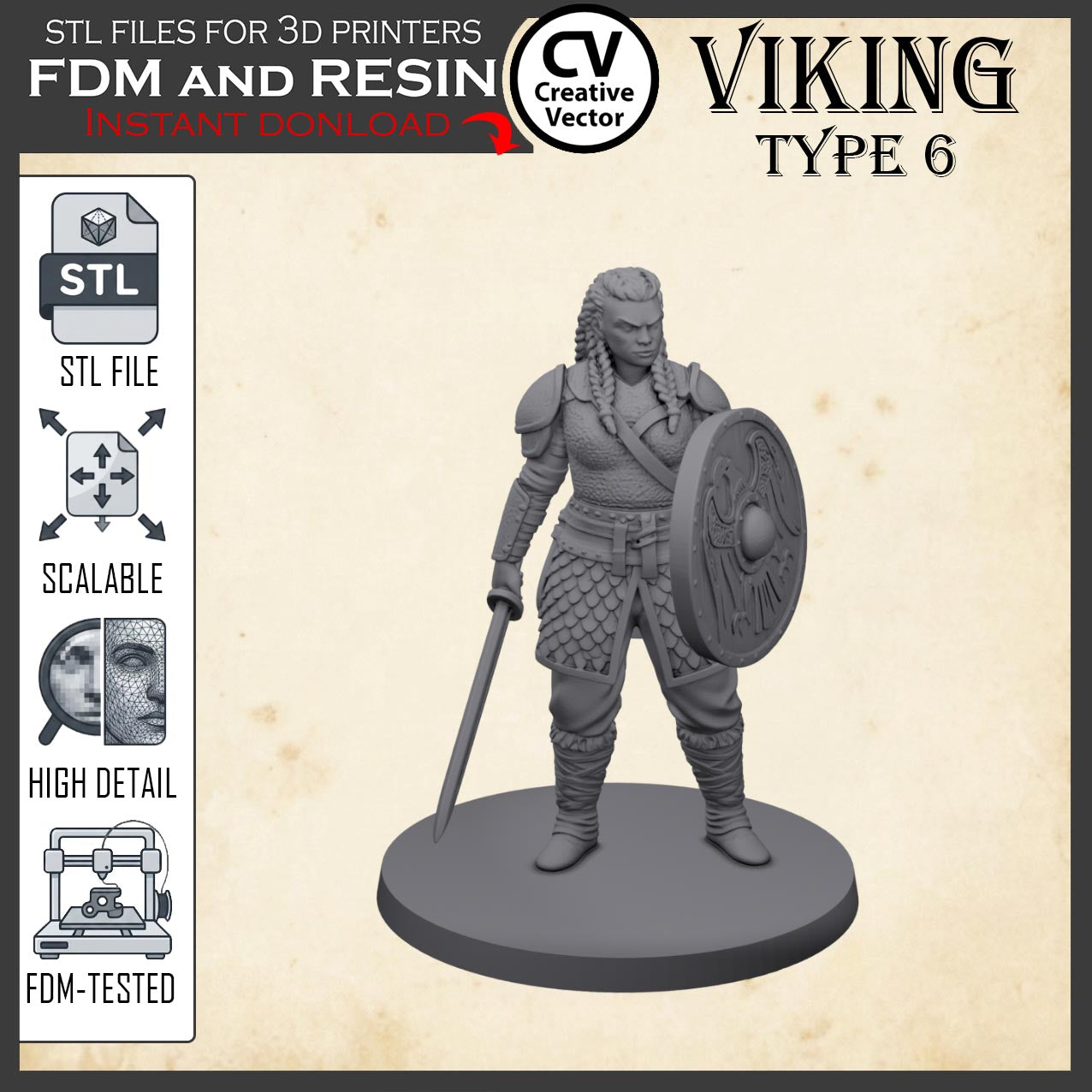 VIKING Type 6 STL File for 3D Print Miniature