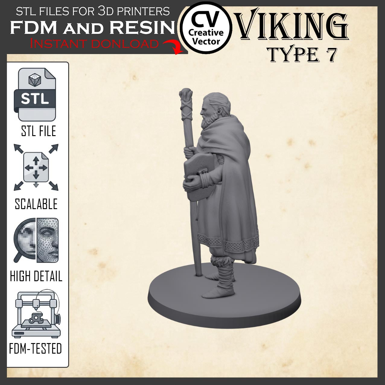 VIKING Type 7 STL File for 3D Print Miniature