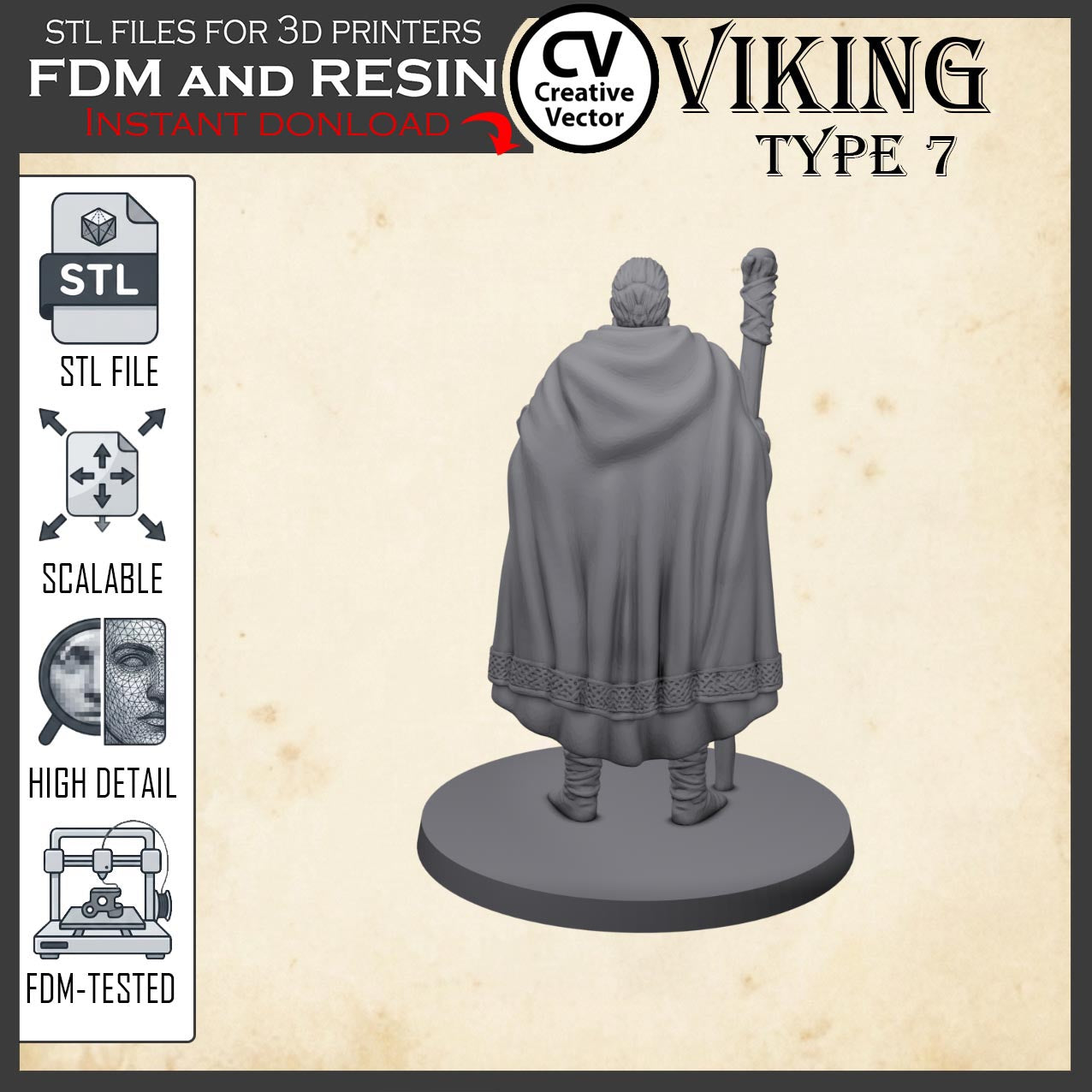 VIKING Type 7 STL File for 3D Print Miniature
