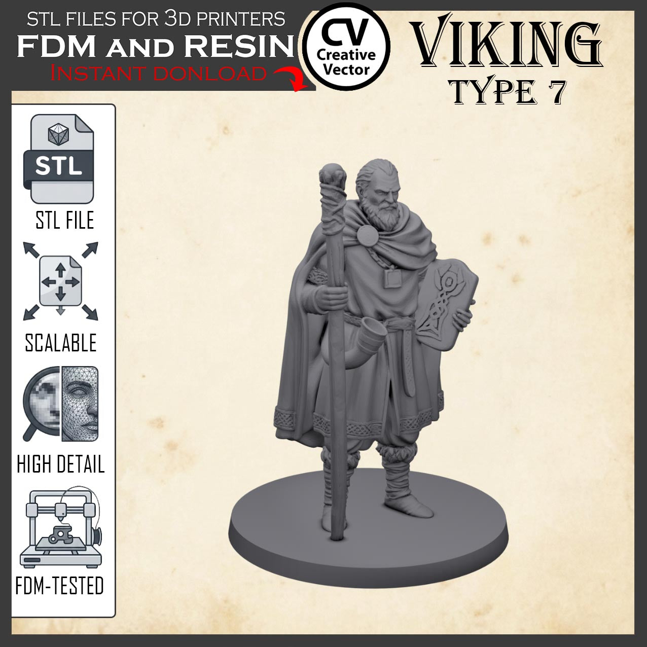 VIKING Type 7 STL File for 3D Print Miniature