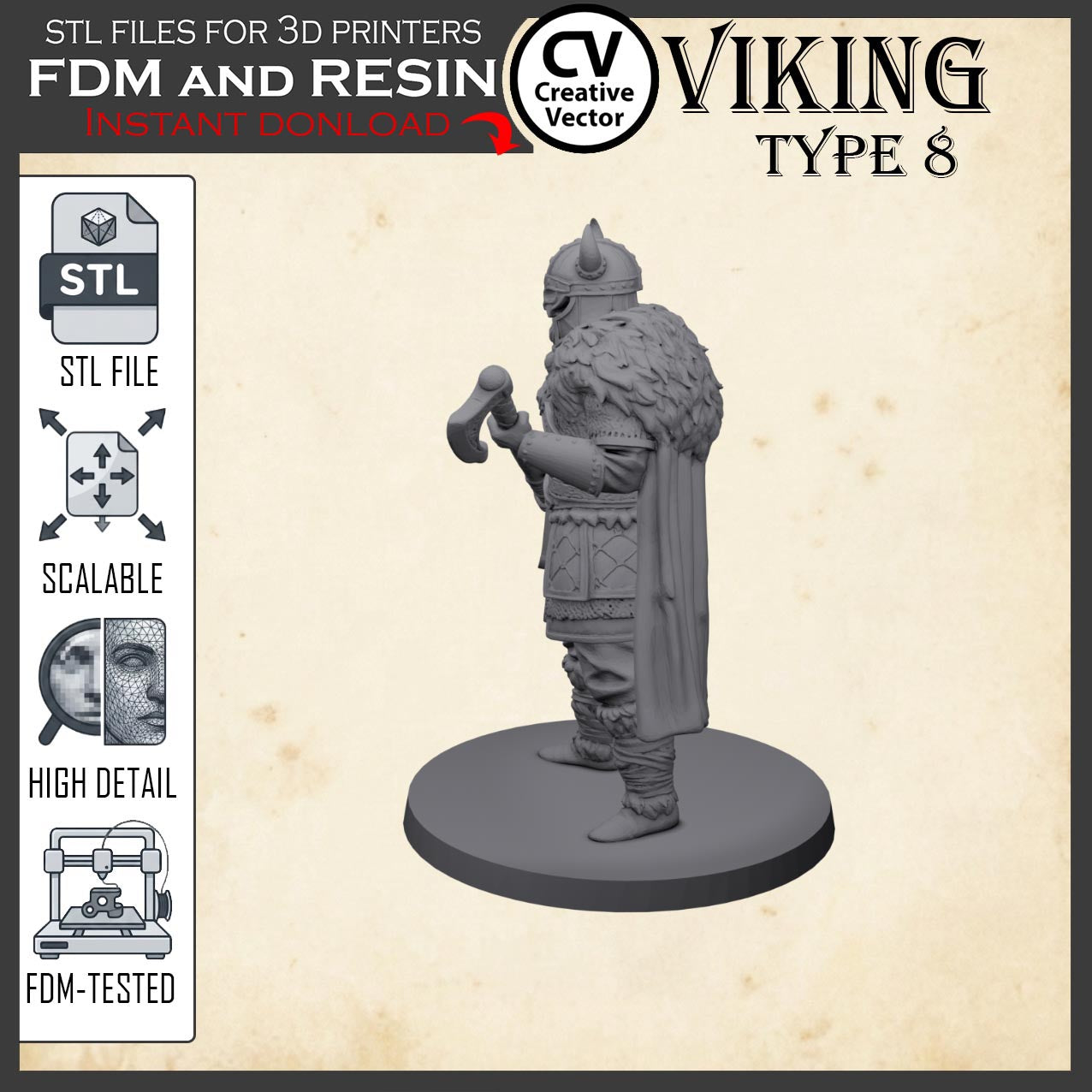 VIKING Type 8 STL File for 3D Print Miniature