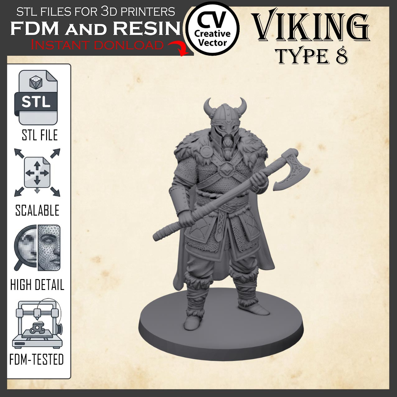 VIKING Type 8 STL File for 3D Print Miniature