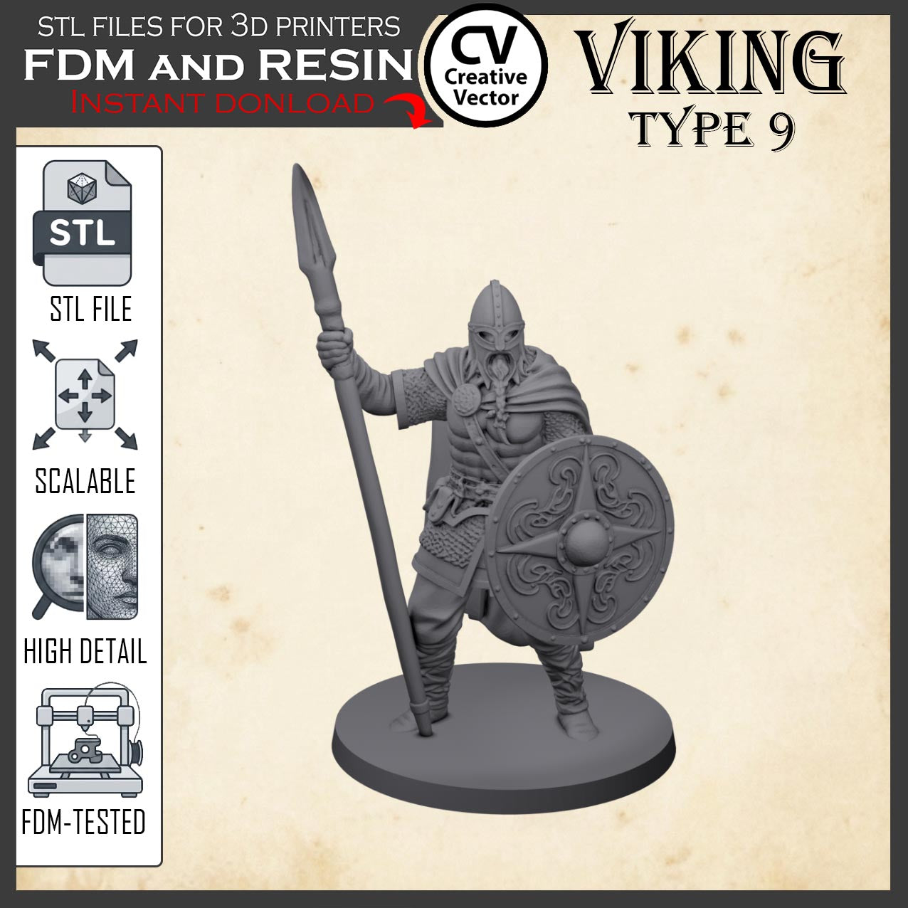 VIKING Type 9 STL File for 3D Print Miniature