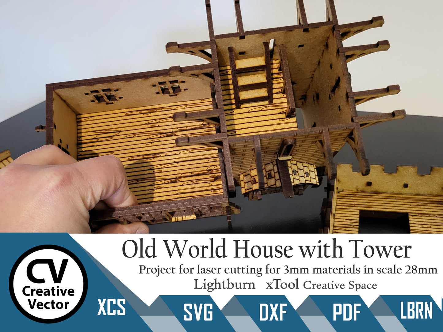 Old World  House with Tower in scale 28 mm