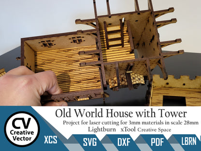 Old World  House with Tower in scale 28 mm