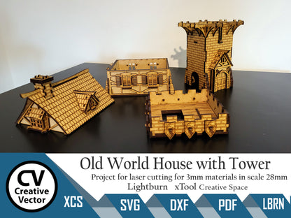 Old World  House with Tower in scale 28 mm