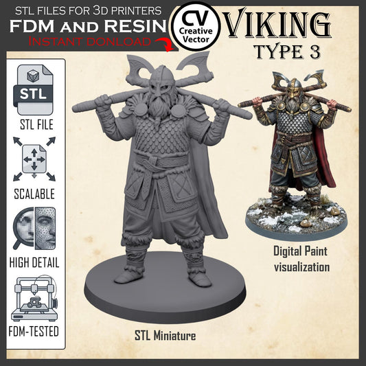 VIKING Type 3 STL File for 3D Print Miniature