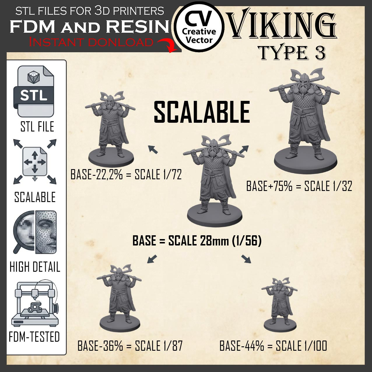 VIKING Type 3 STL File for 3D Print Miniature