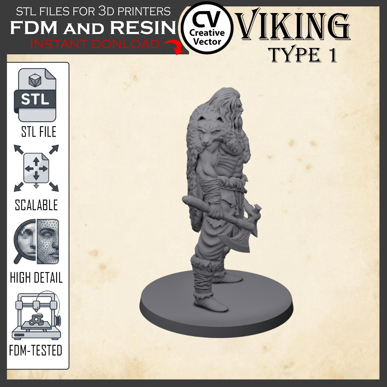 VIKING Type 1 STL File for 3D Print Miniature