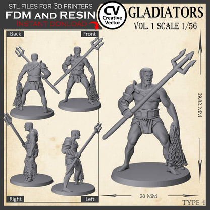 9 STL files Bundle GLADIATORS Vol. 1 - 3D Print Files Miniatures