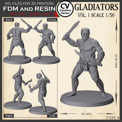 9 STL files Bundle GLADIATORS Vol. 1 - 3D Print Files Miniatures