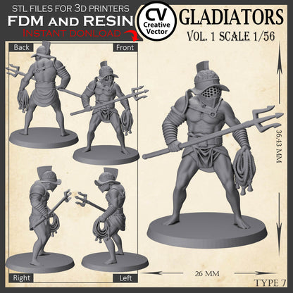 9 STL files Bundle GLADIATORS Vol. 1 - 3D Print Files Miniatures