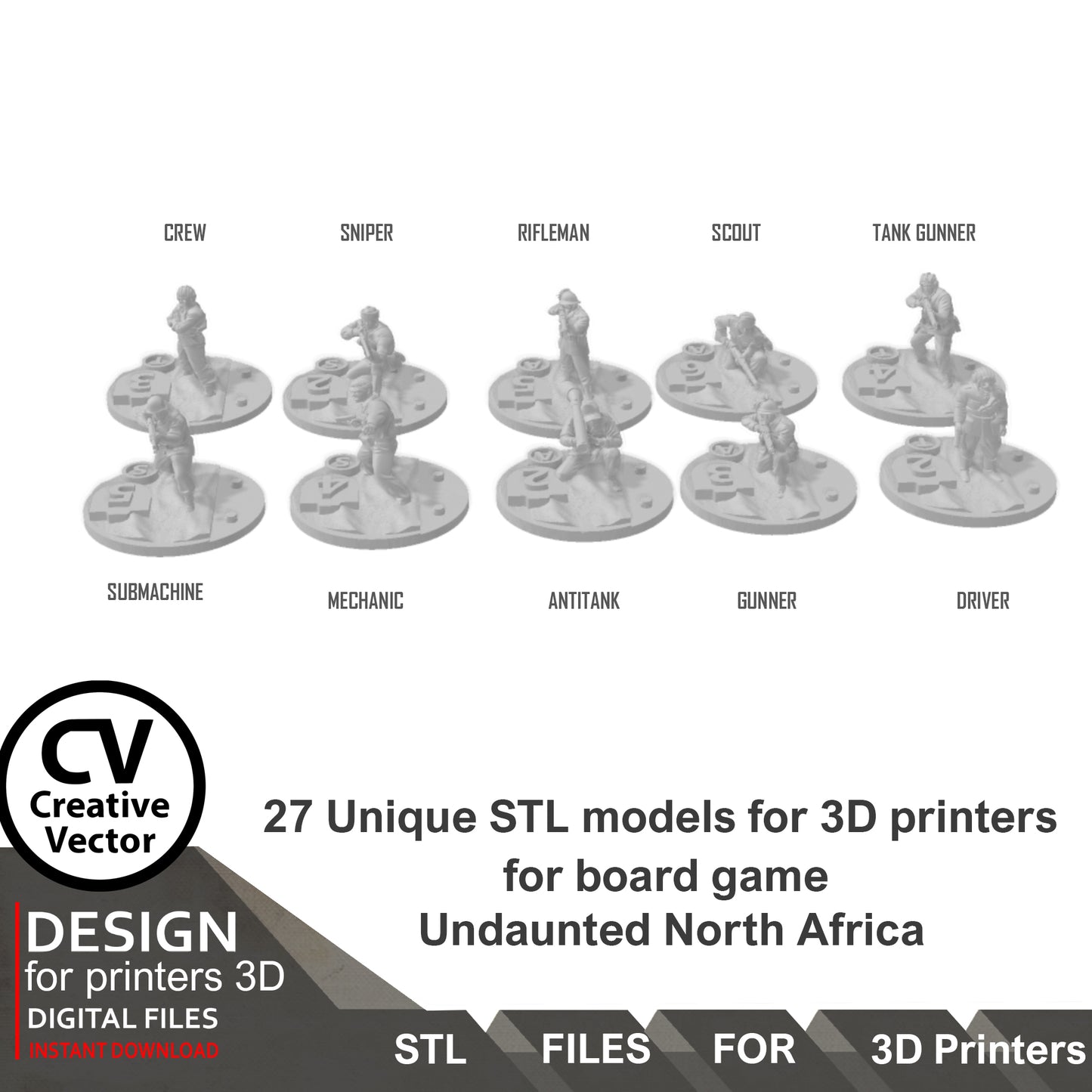 Undaunted North Africa Unique 27 STL Files for 3D Printer Files LRDG and Italian Units & Vehicles (Digital Download)