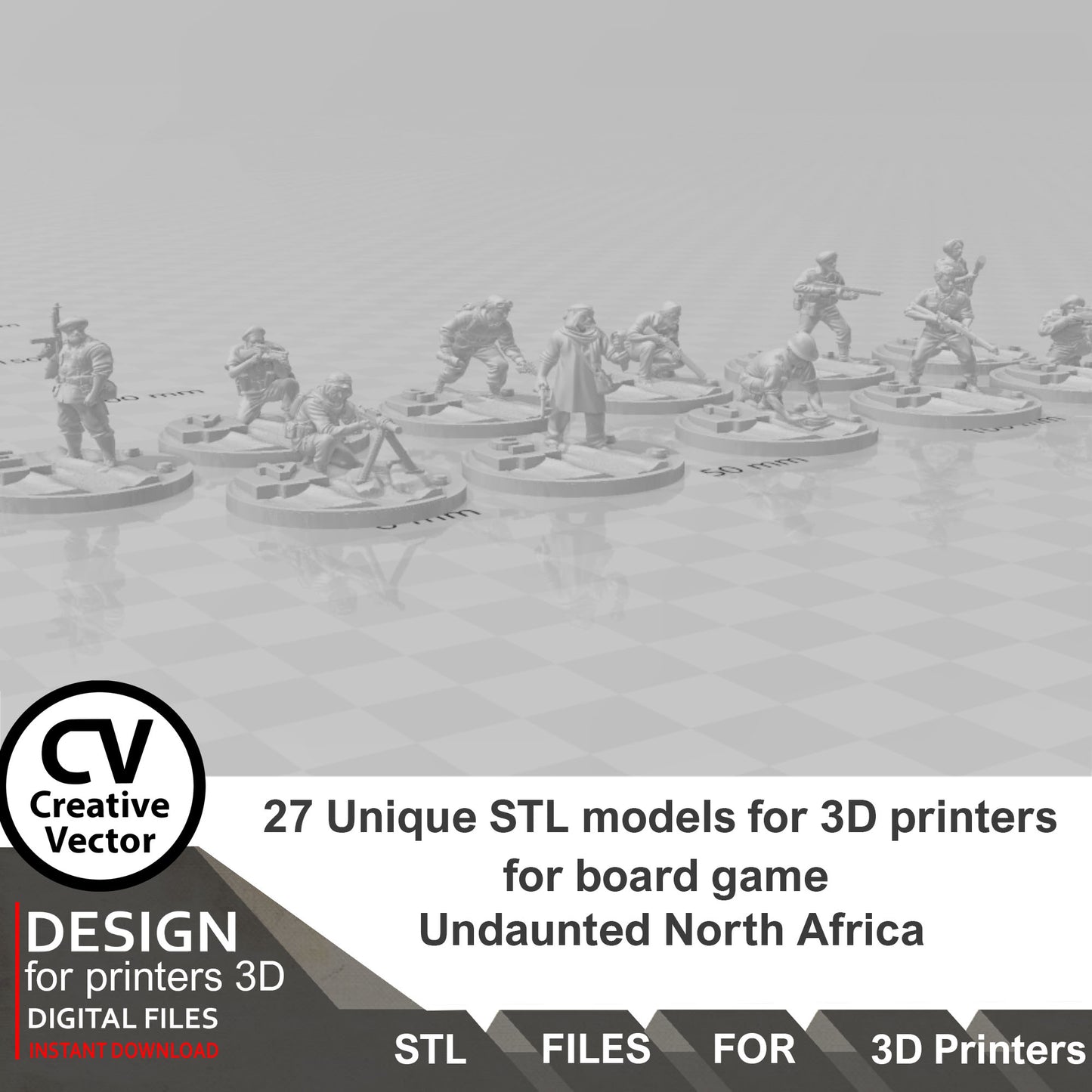 Undaunted North Africa Unique 27 STL Files for 3D Printer Files LRDG and Italian Units & Vehicles (Digital Download)