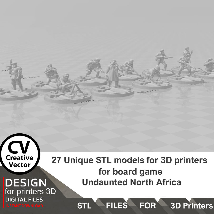 27 STL files Set 3D Miniatures for gameboard Undaunted North Africa for 3D Print
