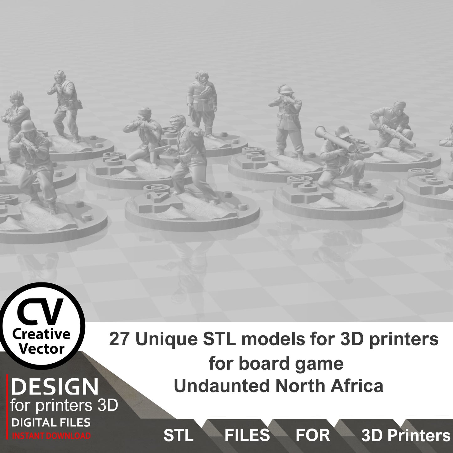 Undaunted North Africa Unique 27 STL Files for 3D Printer Files LRDG and Italian Units & Vehicles (Digital Download)