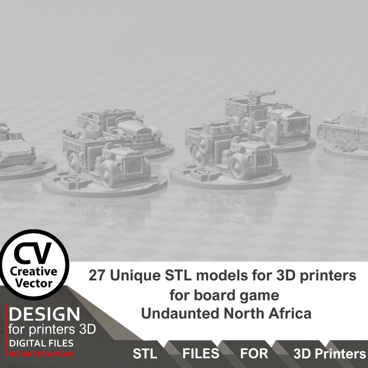 Undaunted North Africa Unique 27 STL Files for 3D Printer Files LRDG and Italian Units & Vehicles (Digital Download)