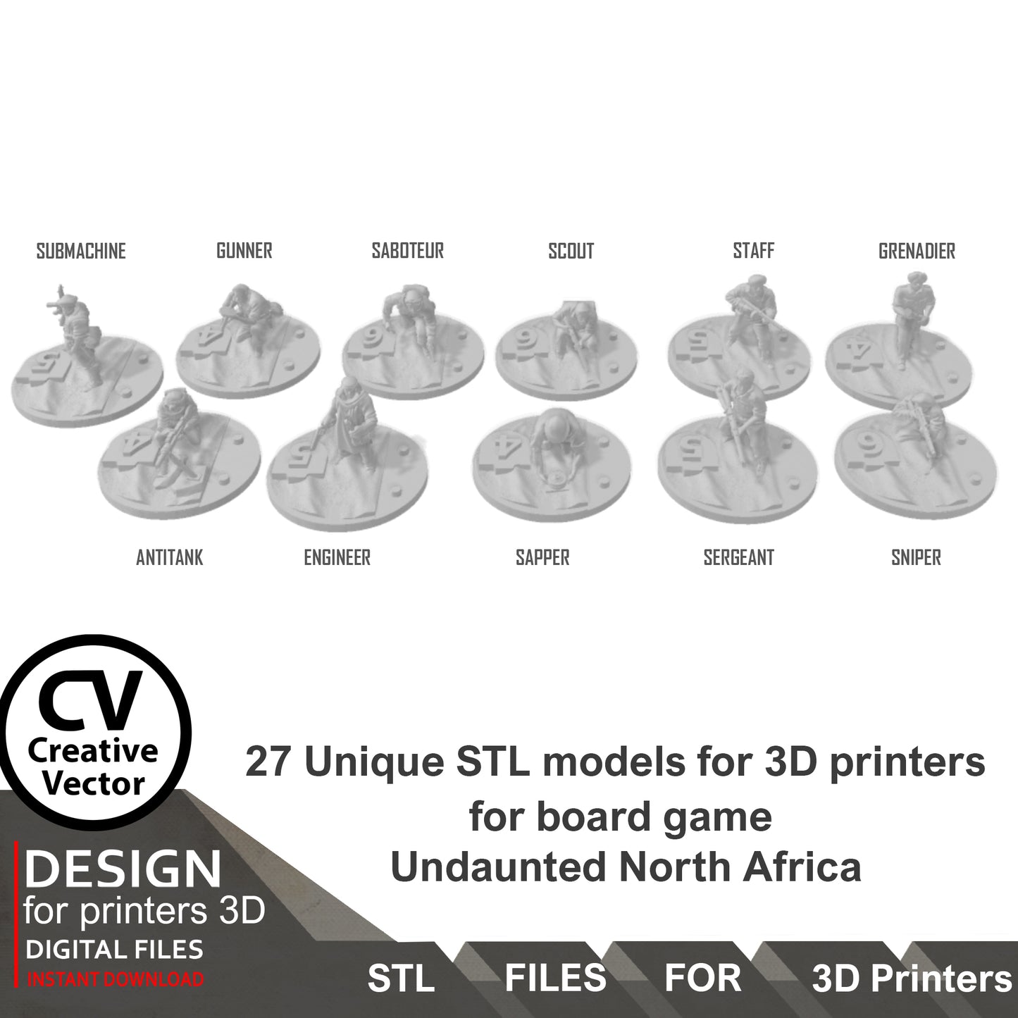 Undaunted North Africa Unique 27 STL Files for 3D Printer Files LRDG and Italian Units & Vehicles (Digital Download)