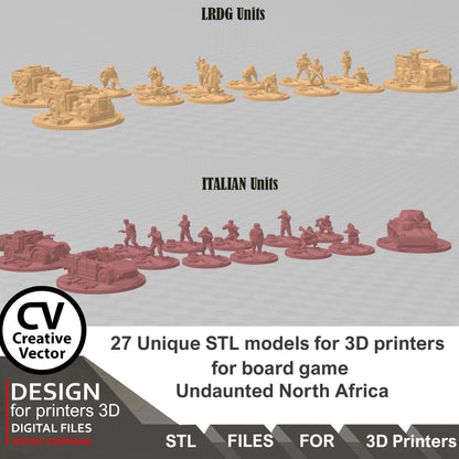 Undaunted North Africa Unique 27 STL Files for 3D Printer Files LRDG and Italian Units & Vehicles (Digital Download)