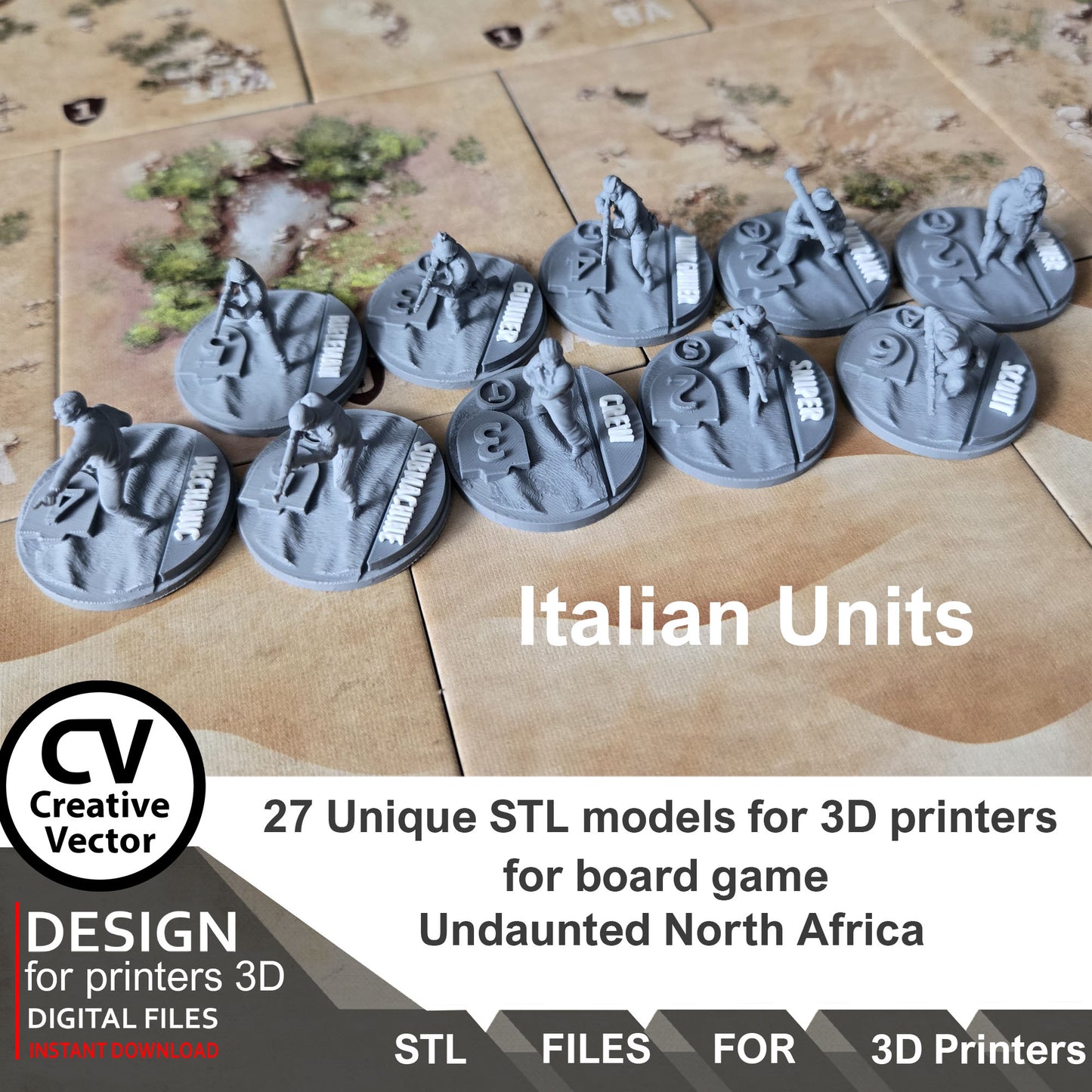 Undaunted North Africa Unique 27 STL Files for 3D Printer Files LRDG and Italian Units & Vehicles (Digital Download)