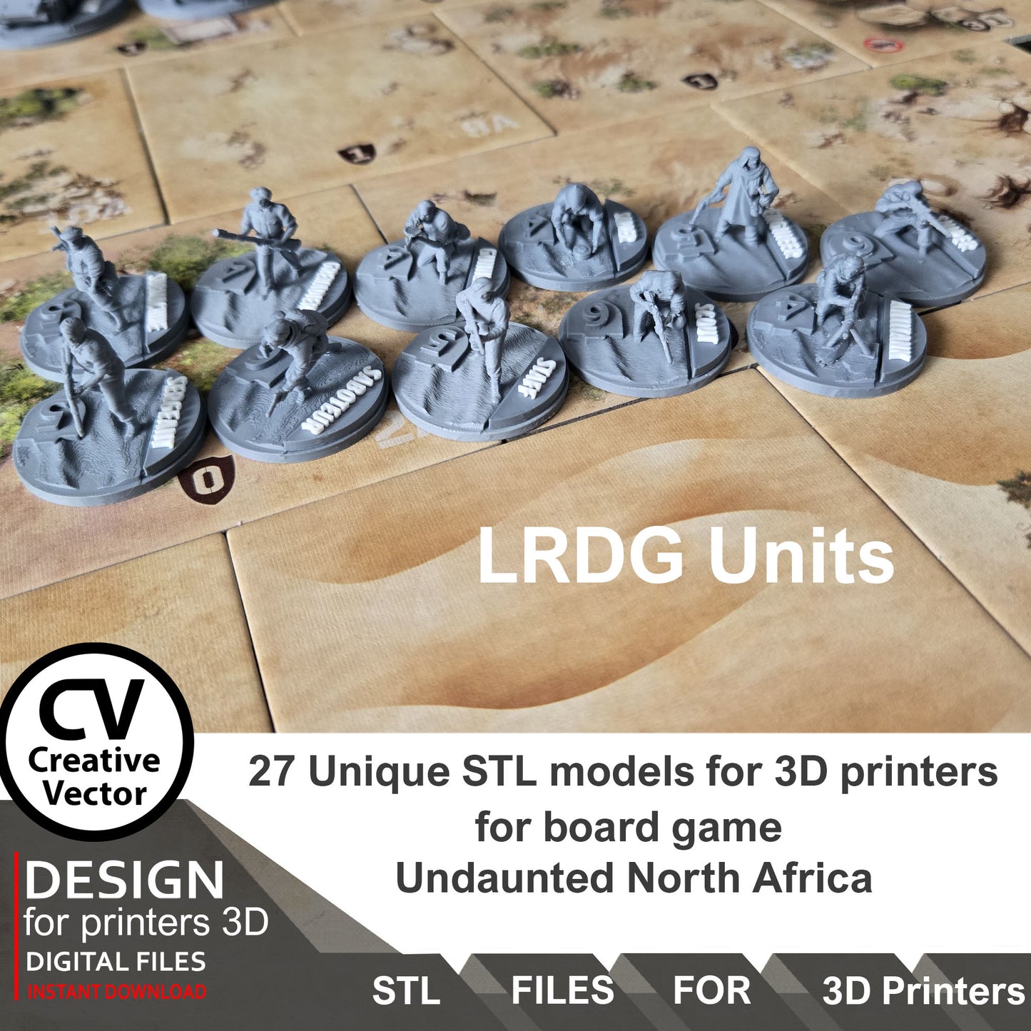 Undaunted North Africa Unique 27 STL Files for 3D Printer Files LRDG and Italian Units & Vehicles (Digital Download)