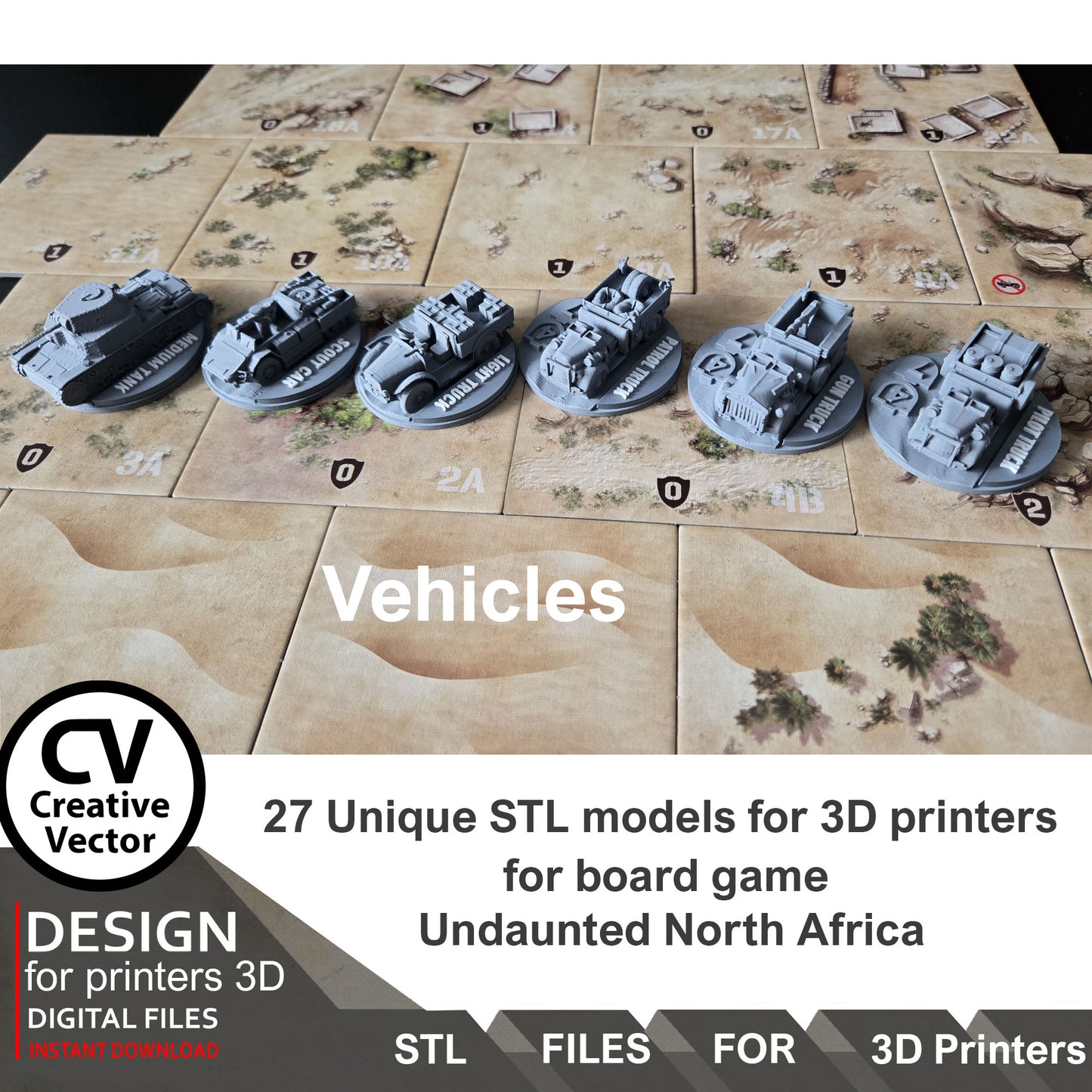 Undaunted North Africa Unique 27 STL Files for 3D Printer Files LRDG and Italian Units & Vehicles (Digital Download)