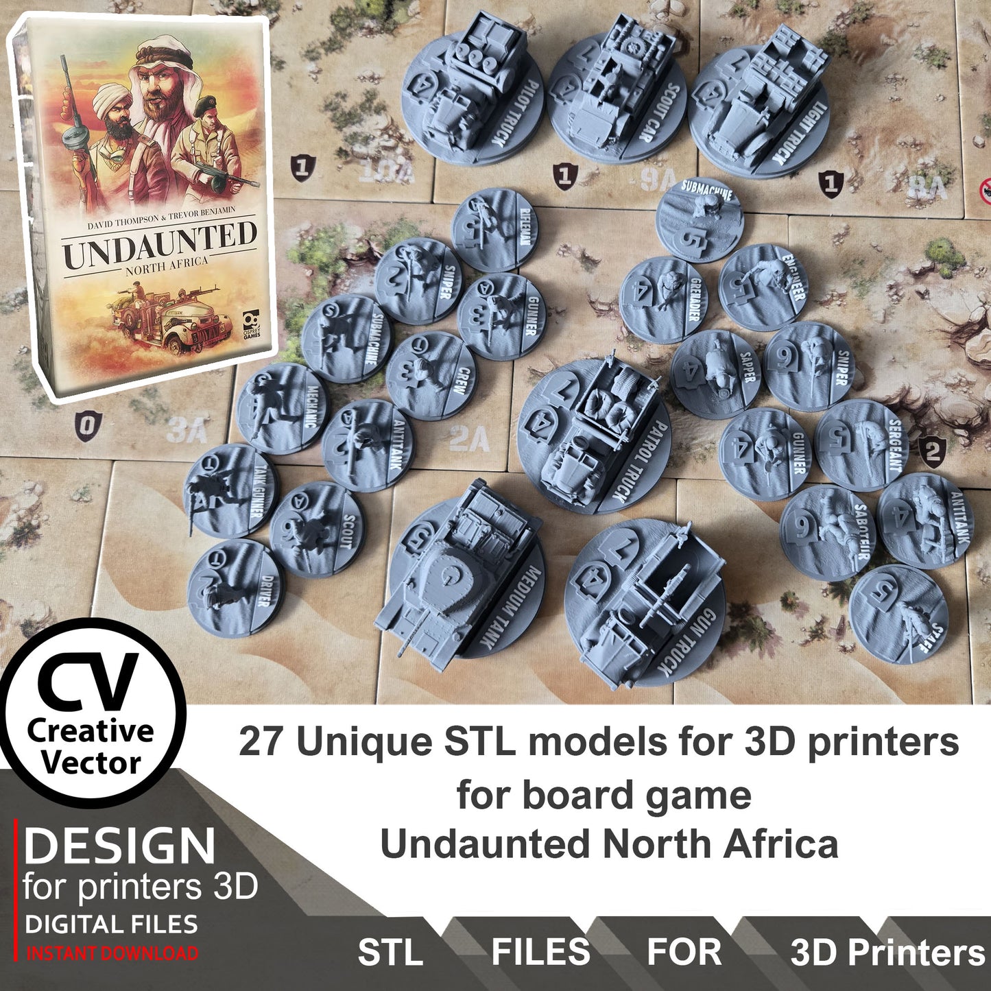 Undaunted North Africa Unique 27 STL Files for 3D Printer Files LRDG and Italian Units & Vehicles (Digital Download)
