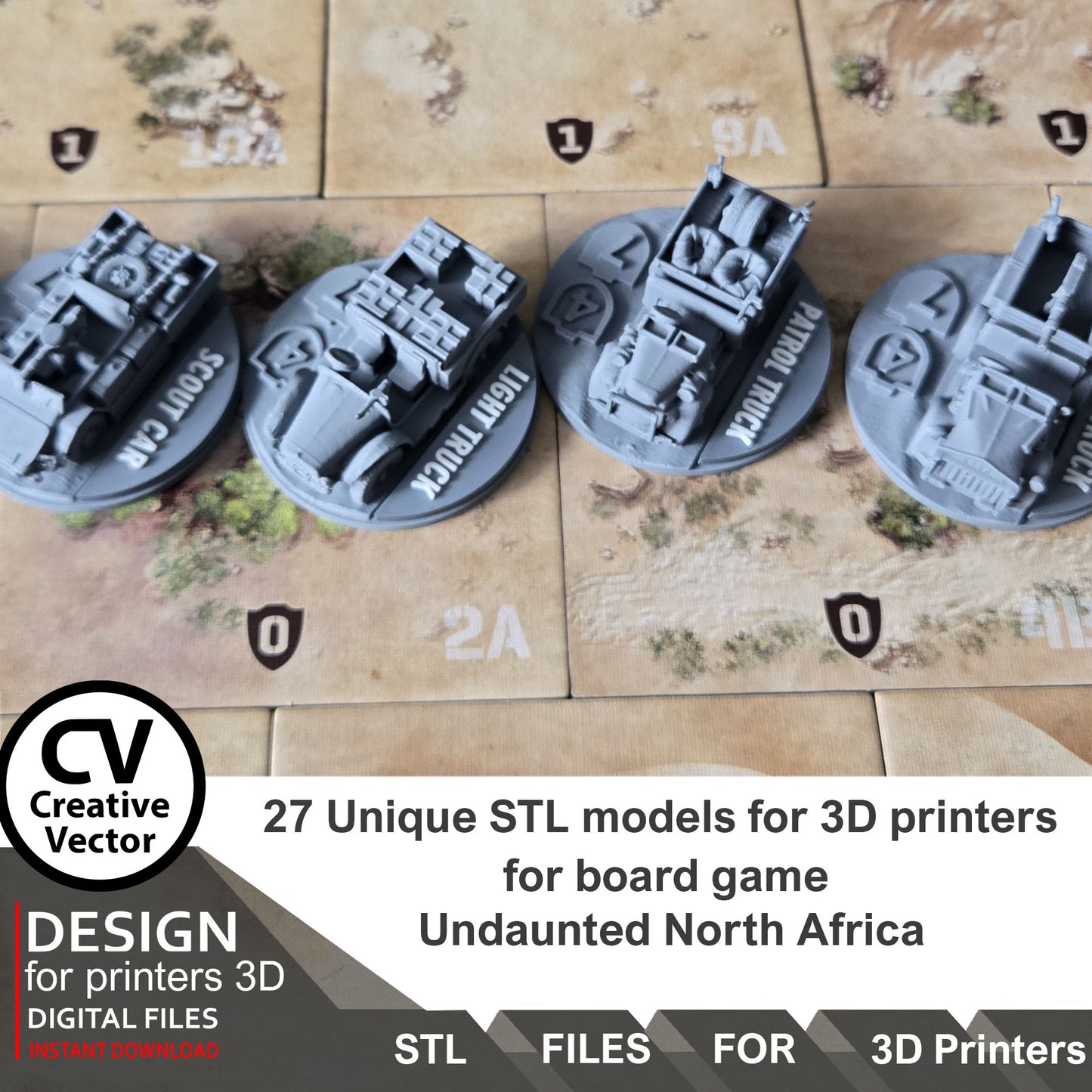 Undaunted North Africa Unique 27 STL Files for 3D Printer Files LRDG and Italian Units & Vehicles (Digital Download)