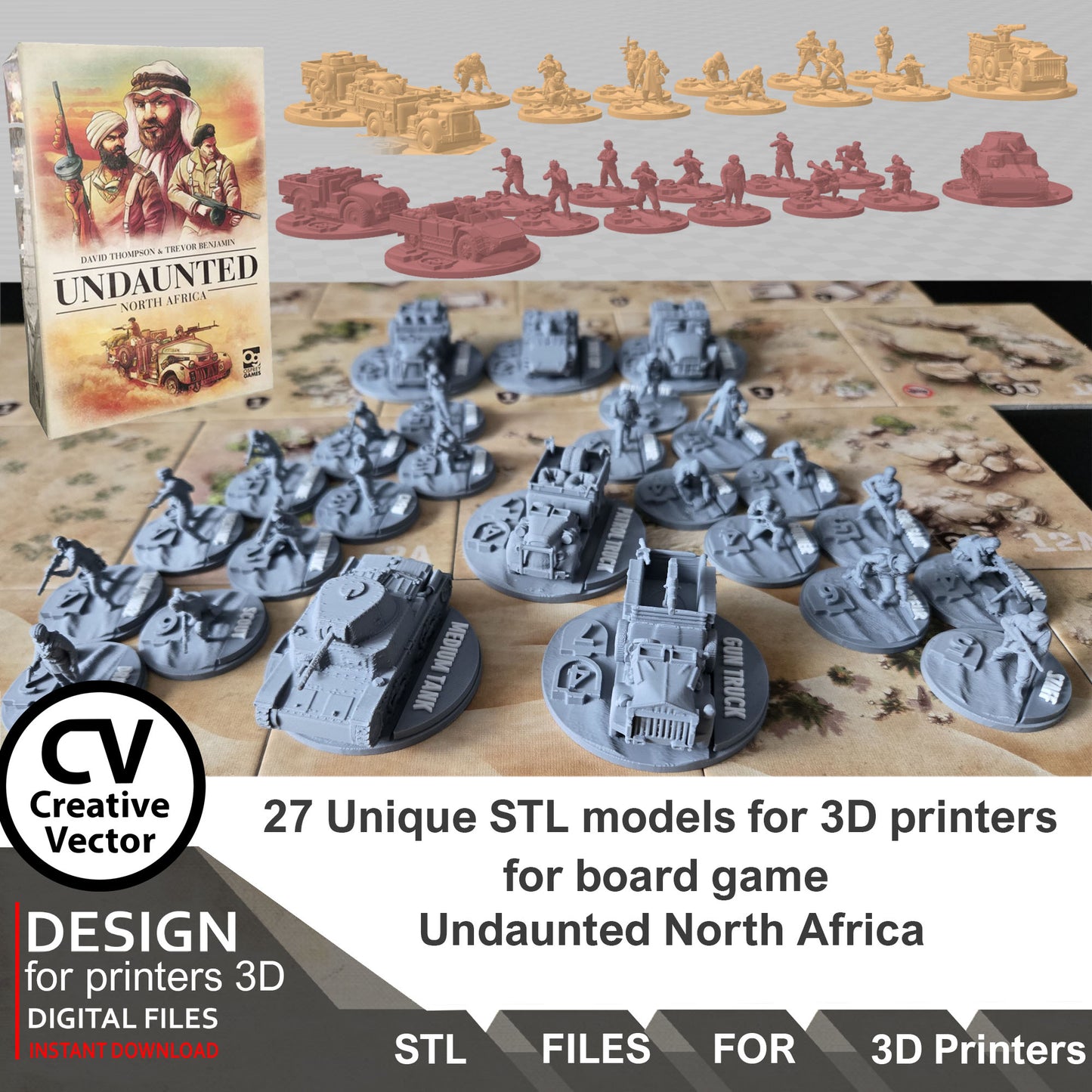 Undaunted North Africa Unique 27 STL Files for 3D Printer Files LRDG and Italian Units & Vehicles (Digital Download)