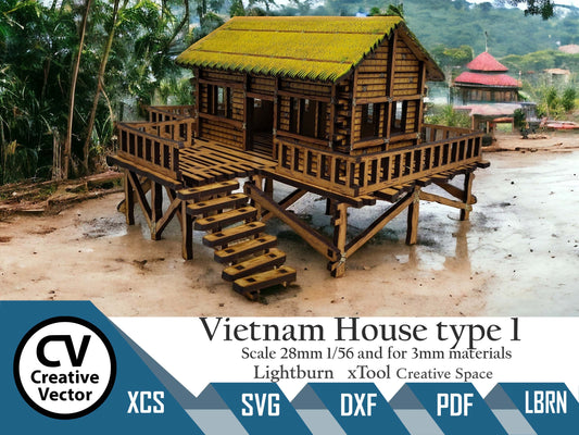 Vietnam House type 1 in scale 28 mm