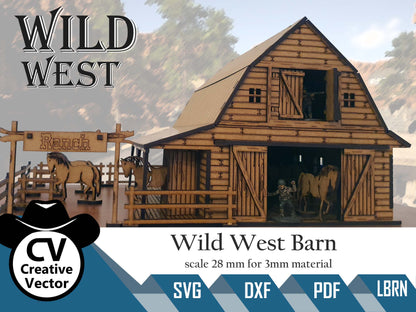 Wild West Barn in scale 28mm (1:56) for Wargamers