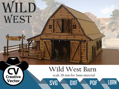 Wild West Barn in scale 28mm (1:56) for Wargamers