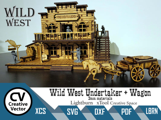 Wild West Undertaker + Wagon in scale 28mm (1:56) for Wargamers