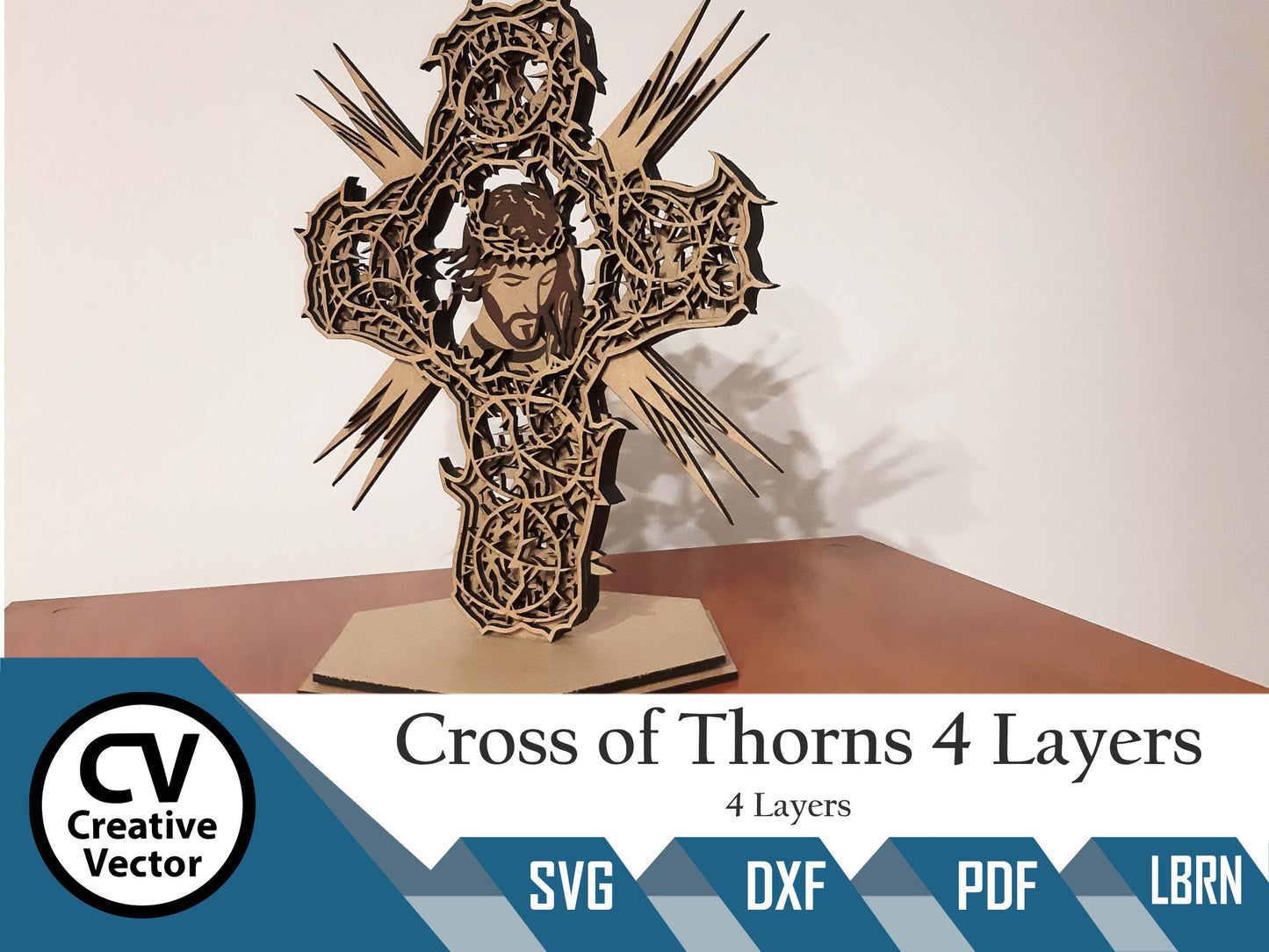 Jesus Cross of Thorns 4 Layers